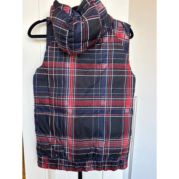 Lululemon Women's Fluffiest Quilted Down Puffer Vest, Reversible Navy/Plaid, 8 - Picture 5 of 9